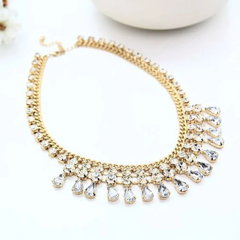 Manual chain water combination rhinestone fashion necklace #N025