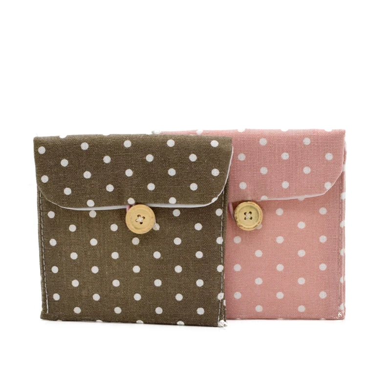 

Polka Dot Organizer Storage Female Hygiene Sanitary Napkins Package Small Cotton Storage Bag Purse Case Home decoration