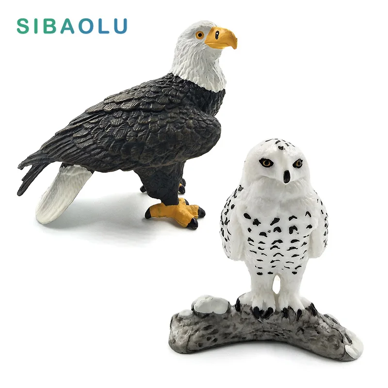 Simulation Bald eagle Snowy Owl bird figurine Animal Model home decor miniature fairy garden decoration accessories modern craft