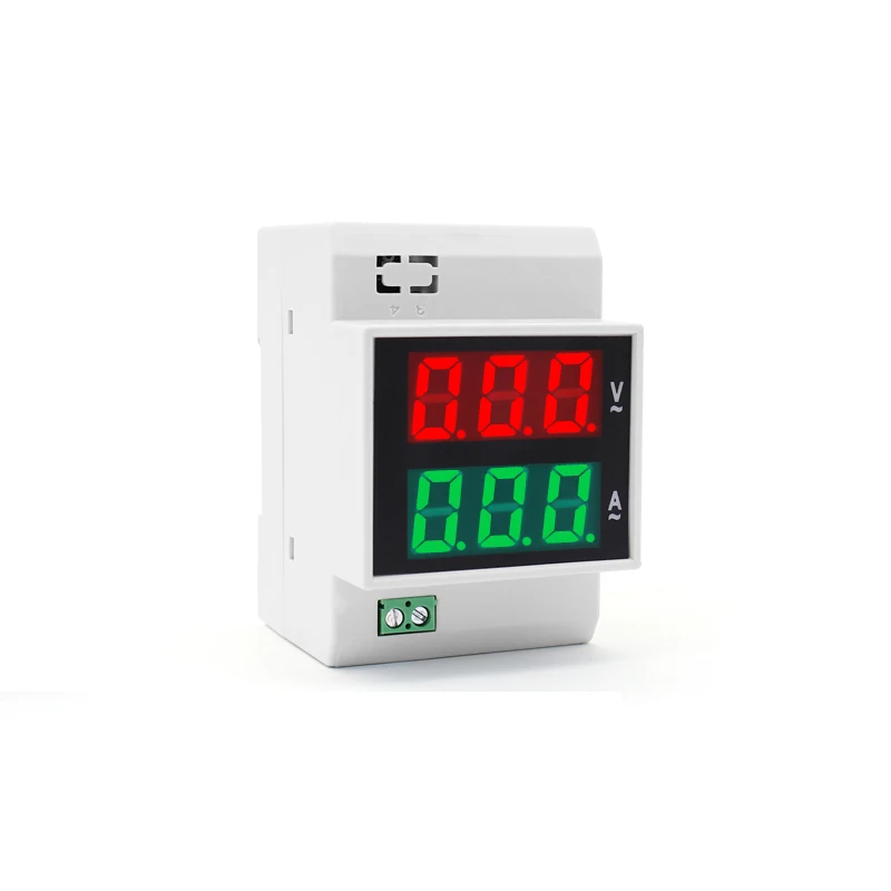 colorful digital dispaly 35mm din meter AC 80-300V AC0-100A AC voltage and ampere combination meter V & A din meter