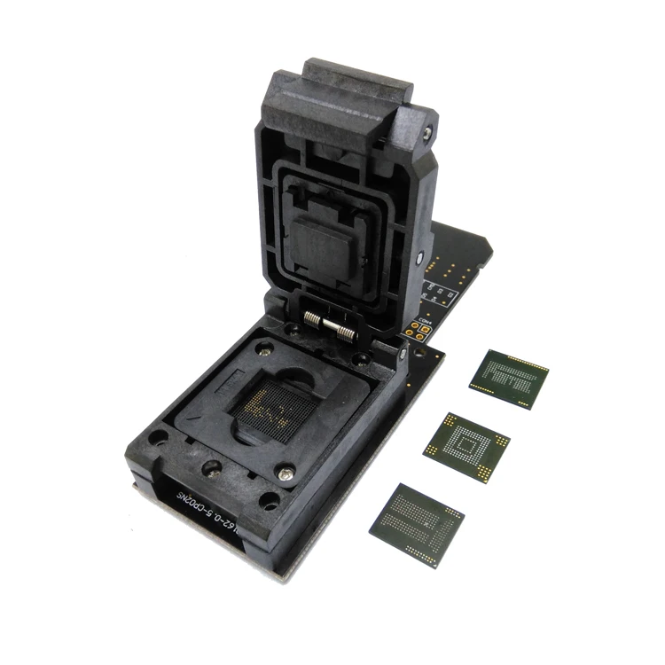 

3 IN 1 eMMC153/169 eMCP162/186 eMCP221 Test Socket Reader Clamshell BGA153 BGA169 BGA162 BGA186 BGA221 Data Recovery 14x18mm