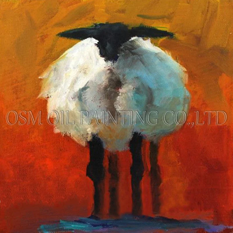 

High Skills Artist Hand-painted High Quality Modern Abstract Sheep Oil Painting on Canvas Funny Animal Sheep Oil Painting