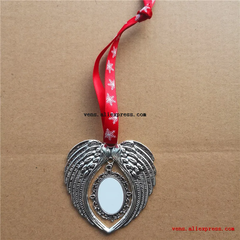 sublimation christmas gifts charm Ancient silver angel wings blank hot transfer printing diy custom consumables 100pcs/lot