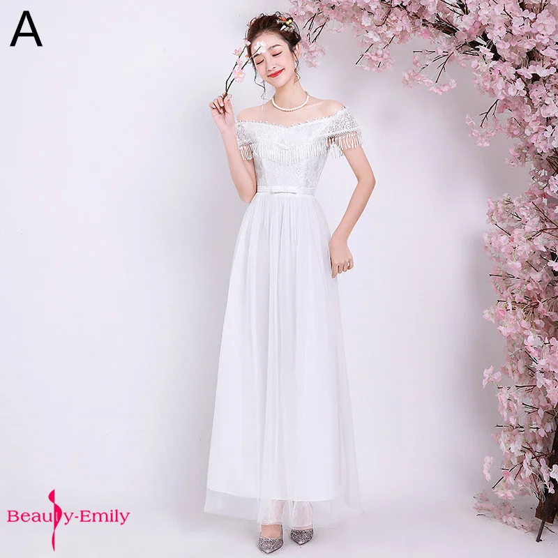 

Beauty Emily Sexy Halter Neck Tulle A-line Bridesmaid Dress 2019 Sleeveless Floor-Length 4 Colors Available Wedding Guest Dress