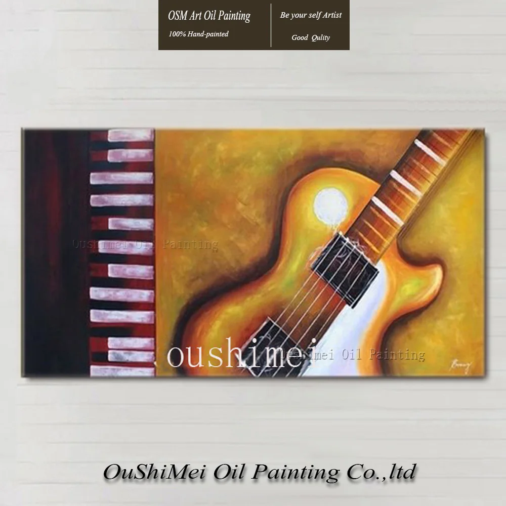 

fine art abstract guitar wall painting for home decor huge painting on canvas music notes oil painting still paintings