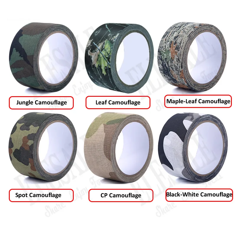 1 Roll 5cm*5m Camouflage Self-Adhesive Tape Hide Cover Anti-Skid Warning Tape For Outdoor Sports Hunting Fishing Cover