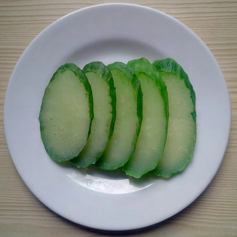 

10pcs Lifelike Green Cucumber Slice Fake Vegetables Slice Model Decoration Garnish Artificial Fruit Faux Food Prop 6cm Length