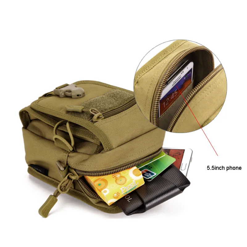 Waterproof Molle Tactical Pouch Bags Organizer EDC Waist Belt Bag Shoulder Strap Nylon Camping Small Fanny Pack Hiking Outdoor