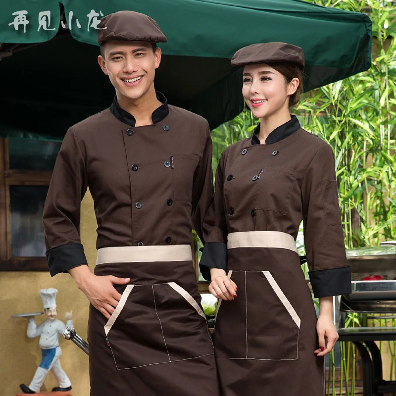 New Arrival Autumn Winter Hotel Restaurant Kitchen Man Chef Jacket Long-sleeve Work Wear Uniform Cook Clothes Plus Size B-5548