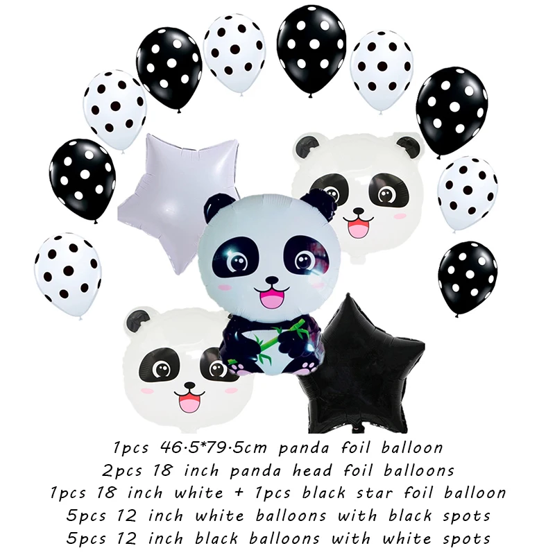 Panda Birthday Party Decorations Kids Panda Star Foil Balloons Baby Shower Happy Birthday Banner Panda Cupcake Toppers