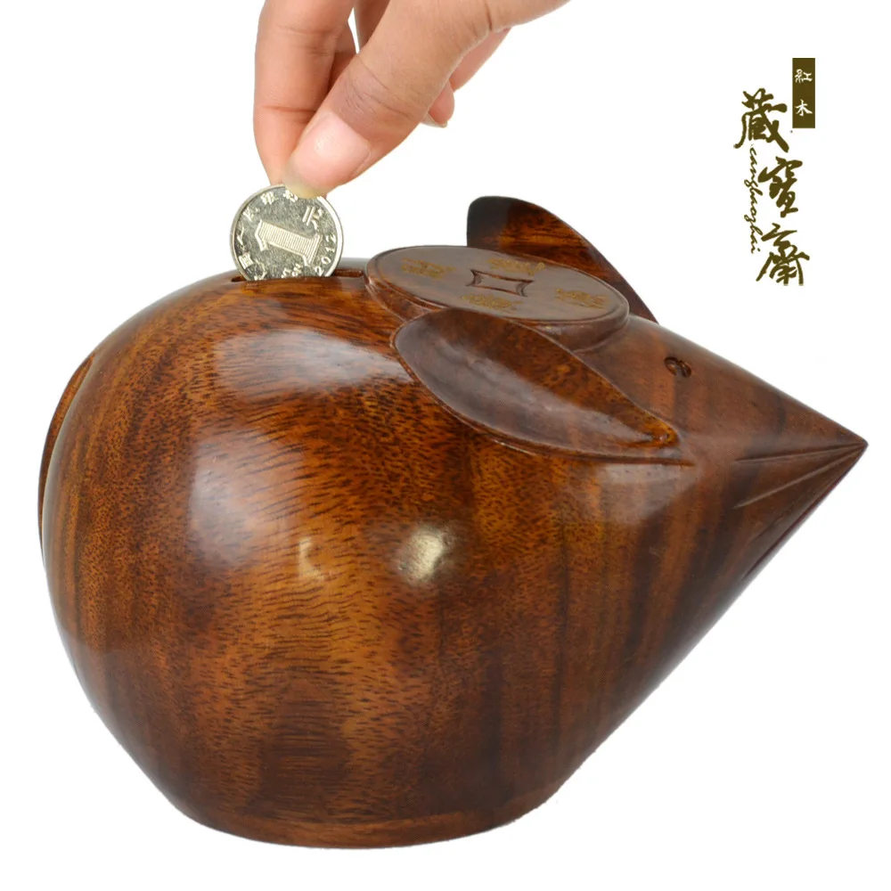 

Mahogany wood crafts zodiac Rat Rat Home Decoration furnishings piggy piggy bank change