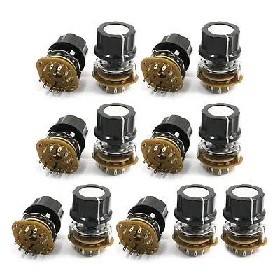 

2P5T 2-Pole 5-Position 9mm Thread 6mm Knurled Shaft Selector Rotary Switch 13Pcs