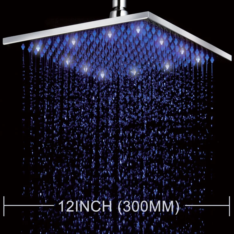 

SKOWLL 12" LED Rain Shower Head Ceilling Shower Lighting with Rainfall Shower Brushed Nickel HG-5202