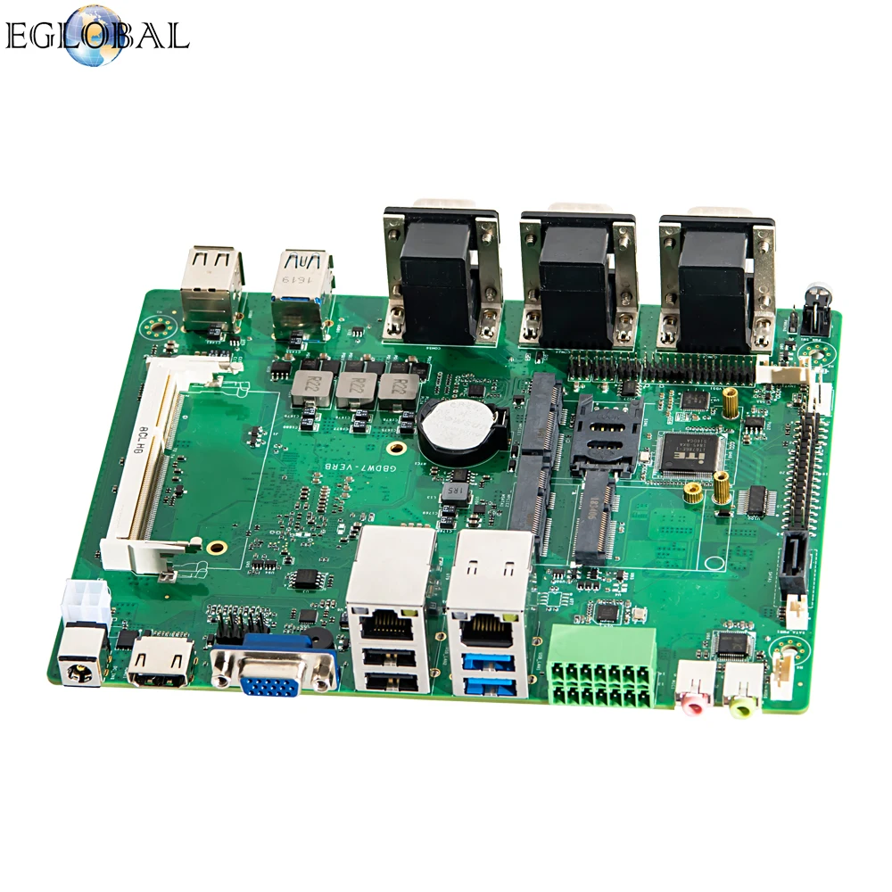 EGLOBAL Industrial PC Fanless Mini Computer Intel i7 4500U i5 4200U 6*RS232/485 2*Intel Lans GPIO LPT HDMI VGA 8*USB WiFi 3G/4G