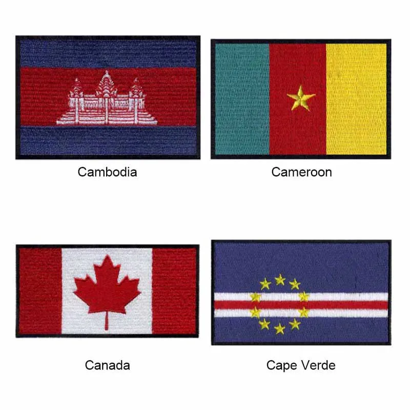 7.62cm wide Colombia Chile Cambodia Cameroon embroidery flag patch  iron on patch/applique badge/world flag patch