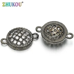 8mm Brass Cubic Zirconia Round Charms Connectors for Diy Jewelry Findings, Hole: 0.5mm, Model: VS3