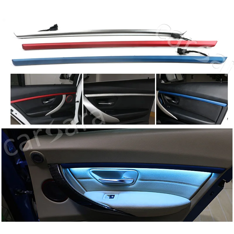 Two-color four doors interior LED decorative atmosphere lights on trim panel for BMW 3 Series F30 F35