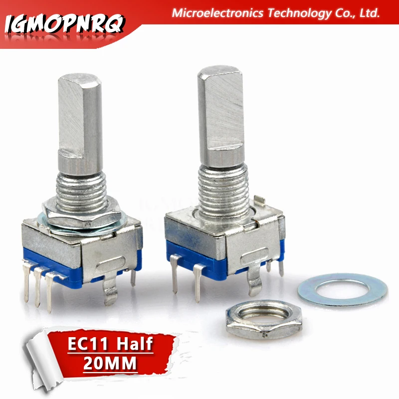 10pcs Half axis rotary encoder,handle length 20mm code switch / EC11 / digital potentiometer with switch 5Pin