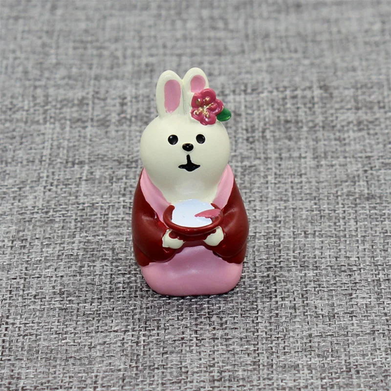 일본 Zakka Decole 고양이 토끼 미니어처 인형 동상 홈 인테리어 요정 정원 수지 공예 장난감 분재 장식품