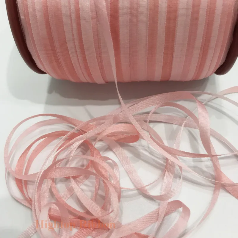 Thin Silk Ribbons for Embroidery Handcraft Project, Gift Packing, 100% Pure Silk, 4mm pink variegated