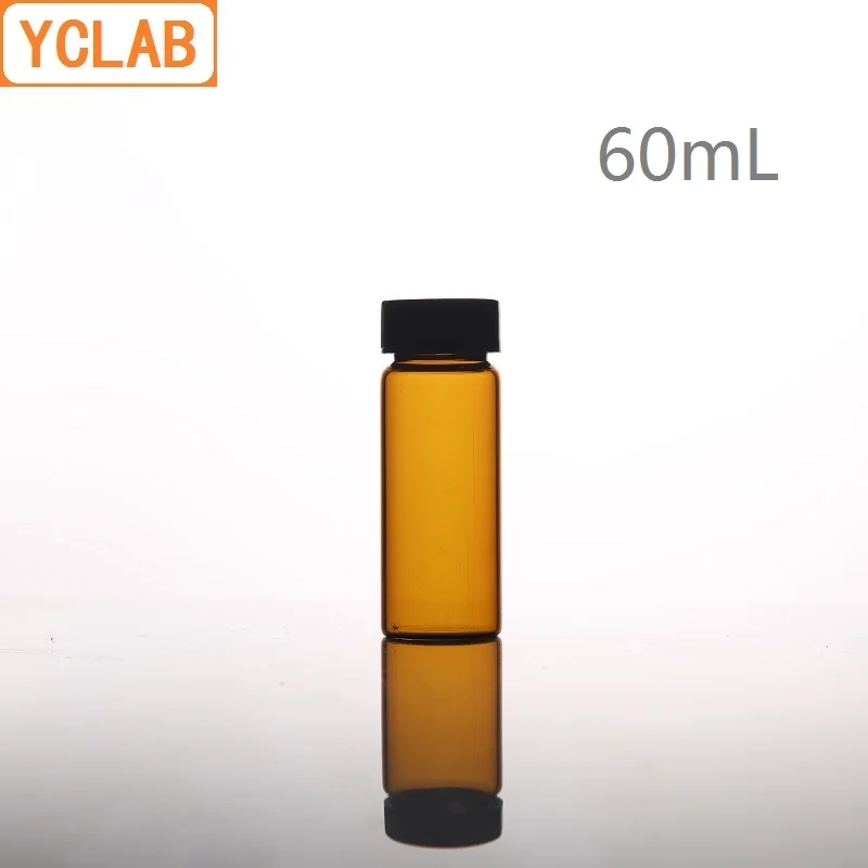 

YCLAB 60mL Glass Sample Bottle Brown Amber Screw with Plastic Cap and PE Pad Laboratory Chemistry Equipment