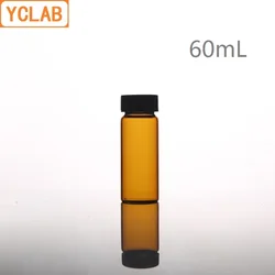 YCLAB 60mL Glass Sample Bottle Brown Amber Screw with Plastic Cap and PE Pad Laboratory Chemistry Equipment