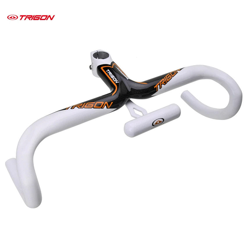 

TRIGON RB126 one piece integrated full carbon fiber road racing bike bicycle handlebar carbon bent handlebar road bar white