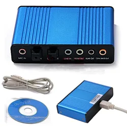 Professional USB Sound Card 6 Channel 5.1 Optical External Audio Card Converter for Laptop Desktop