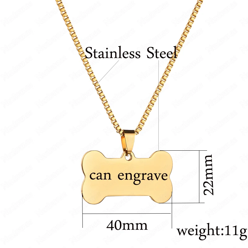 Nextvance Custom Personalized Name Date Pendant Necklaces Stainless Steel Cute Bone Anti-lost Necklace Dog Tags Jewelry