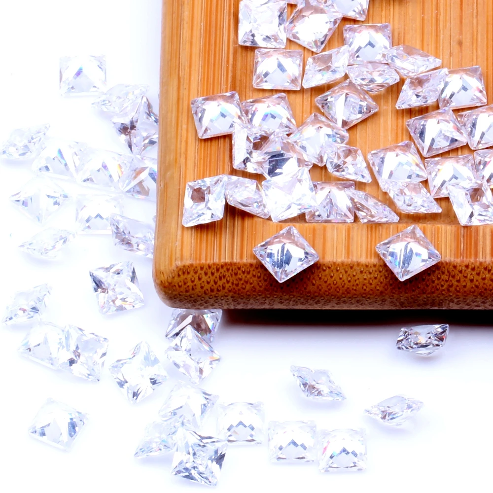 

Size 2~10mm And Mix 2-7mm Sizes White Square Cubic Zirconia Stone Beads Loose CZ Zirconia For Jewelry Making Materrial