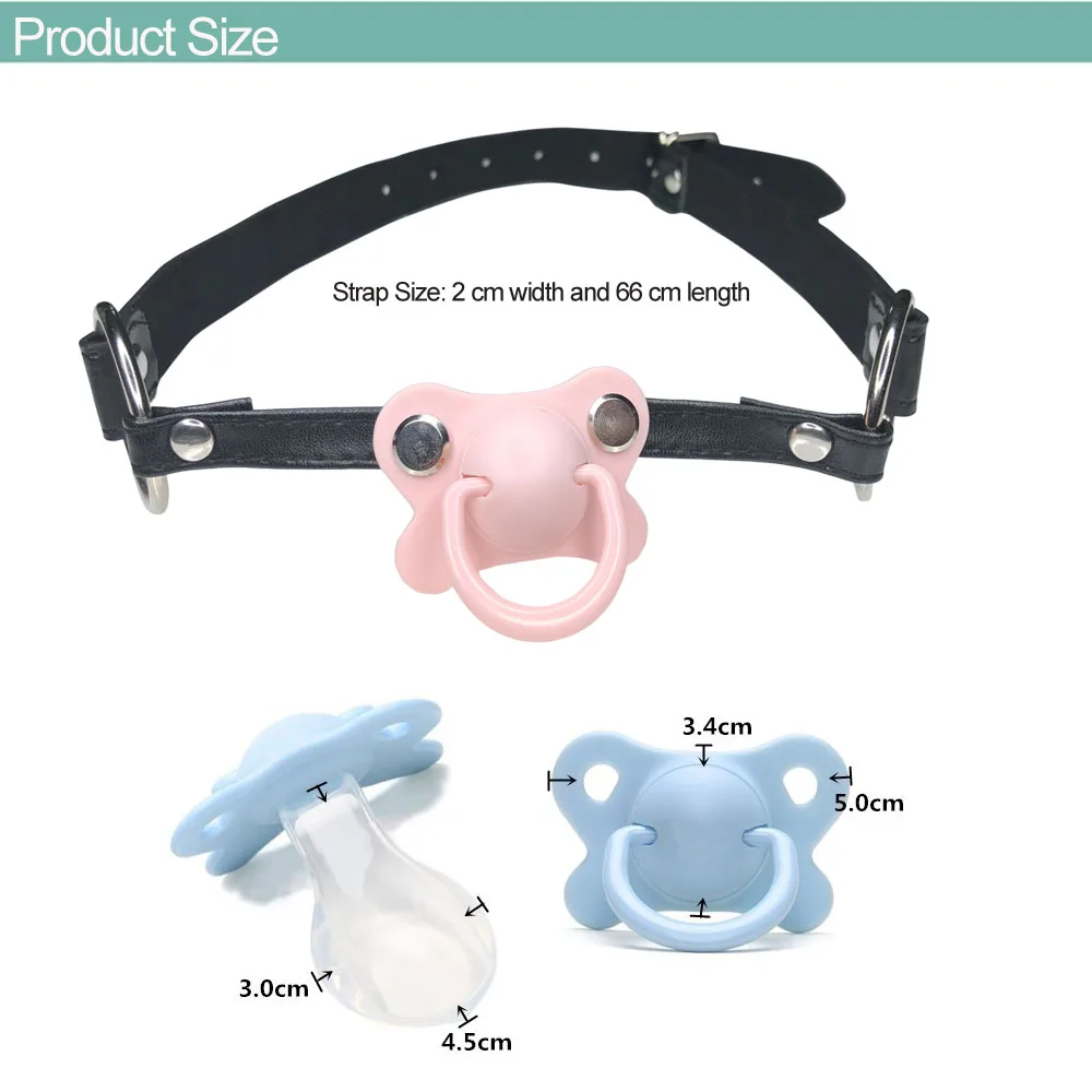 DDLG/ ABDL Adult Baby Blue Pacifier Gag With Black Choker Collar