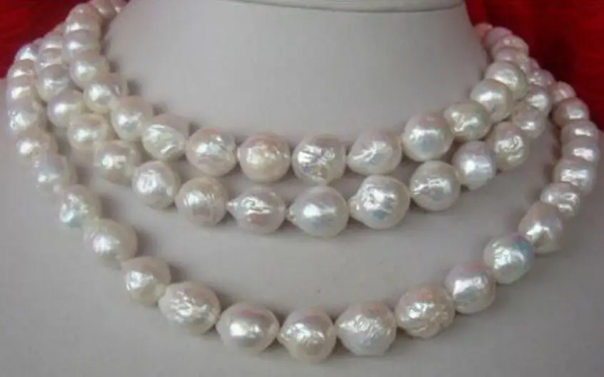 11-13mm Natural South Classic Baroque White Pearl Necklace 36Inch 50