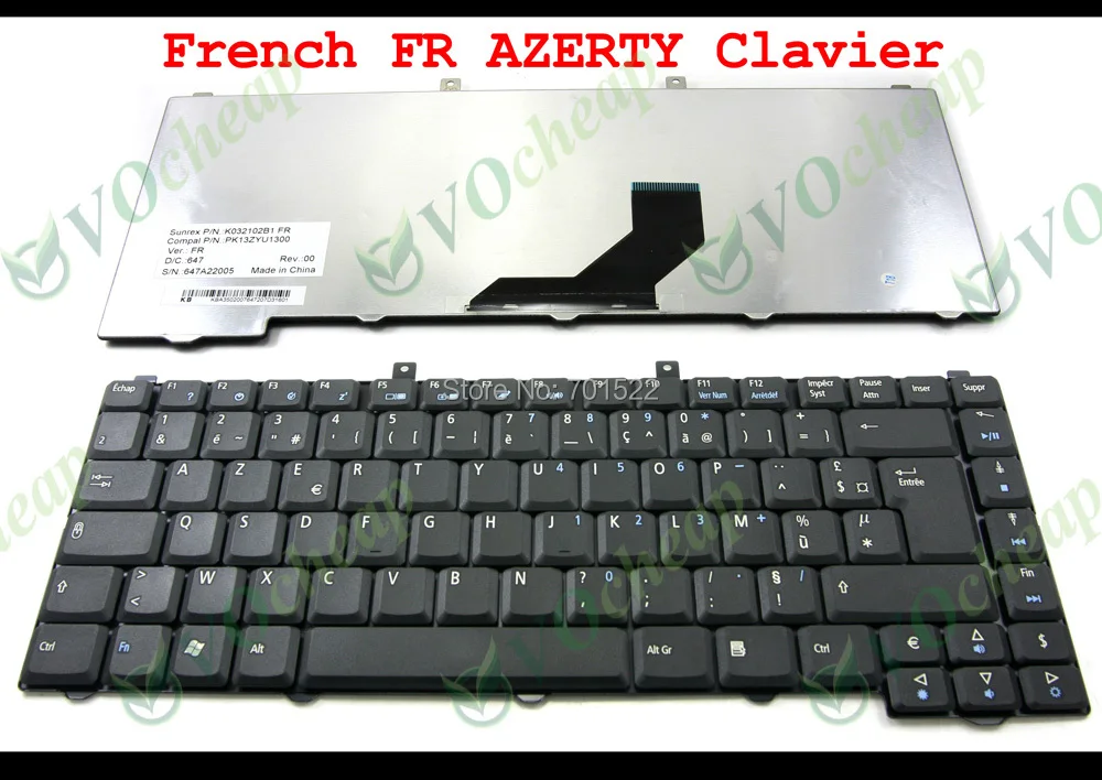 

Новая клавиатура для ноутбука Acer Aspire 3100 5100 1670 3030 5630 5680 5500 5610 5650 Black FR (Французский) * клавиатура - K032102B1 FR