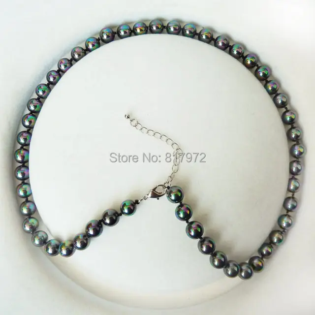 

8mm Black colors Natural South Sea Shell Pearl Necklace Fashion Highlight Necklaces Jewelry