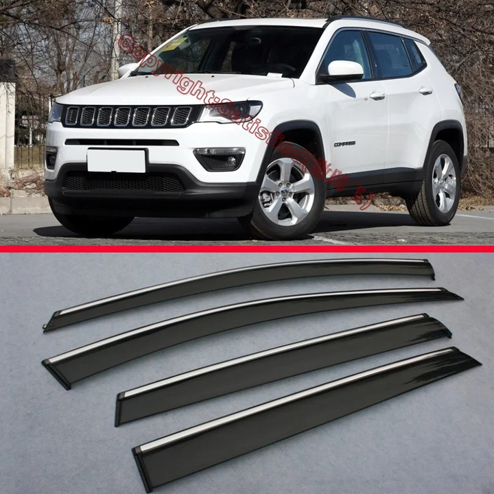 For Jeep Compass 2017 2018 Car Window Sun Rain Shade Visors Shield Shelter Protector Cover Sticker