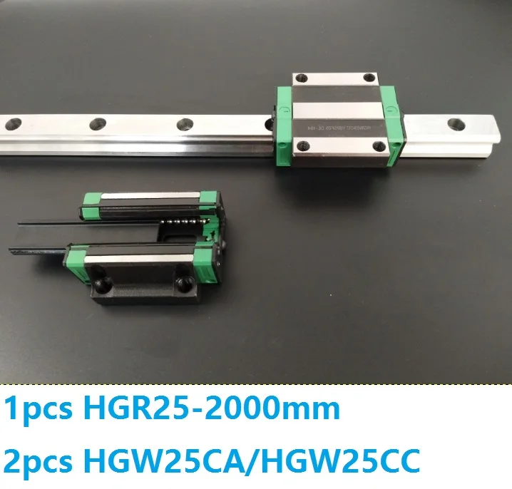 

1pcs linear guide rail HGR25 2000mm + 2pcs HGW25CC/HGW25CA linear carriage blocks for CNC router parts Made in China