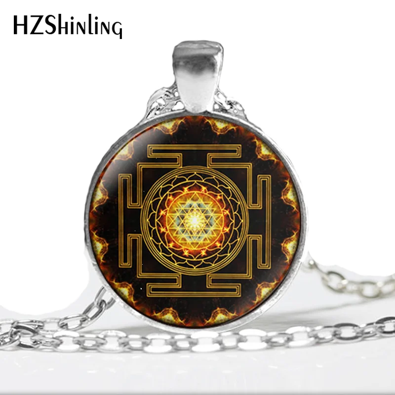 NS-00806 chakra Spiritual Buddhist Sri Yantra Pendant Necklace Sacred Geometry Sri Yantra Jewelry meditation Necklace HZ1