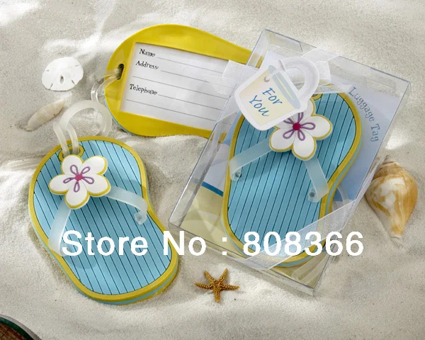 

(25 Pieces/lot) Summer wedding party favors Flip Flop Beach-Themed Luggage Tag For Cheapest Beach Favors and wedding souvenirs