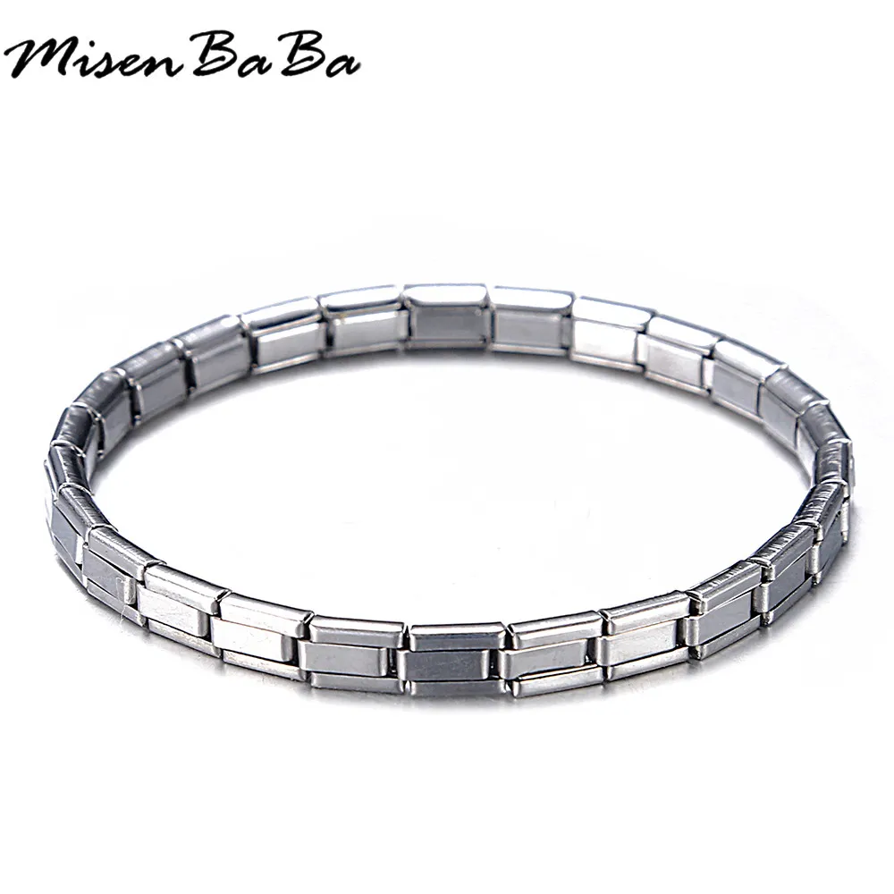 MisenBaBa Elastic Stretch Stainless Steel Link Chain Bracelet for Women Fashion Steel Bracelet Jewelry Gift