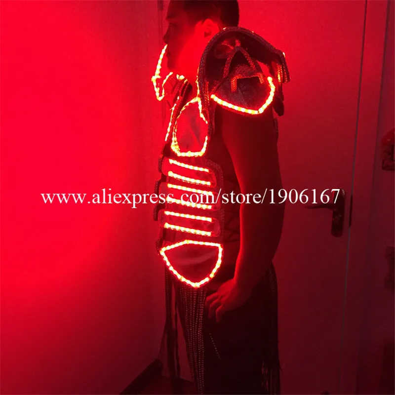 New Design Male Singer Stage LED Light Luminous Clothing Nightclub LED Illuminate Flashing Costumes Dress Dancer Stars Bar Show