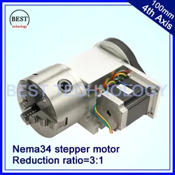 100mm CNC 4th Axis CNC dividing head/Rotation Axis/A axis kit  Reduction ratio 3:1 with Nema34 stepper motor