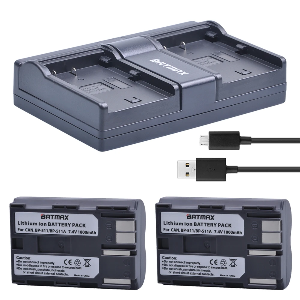 

Batmax BP-511 BP511 BP-511A Battery akku+Charger for Canon PowerShot G6 G5 G3 G2 G1 EOS 300D 50D 40D 30D 20D 5D MV300i