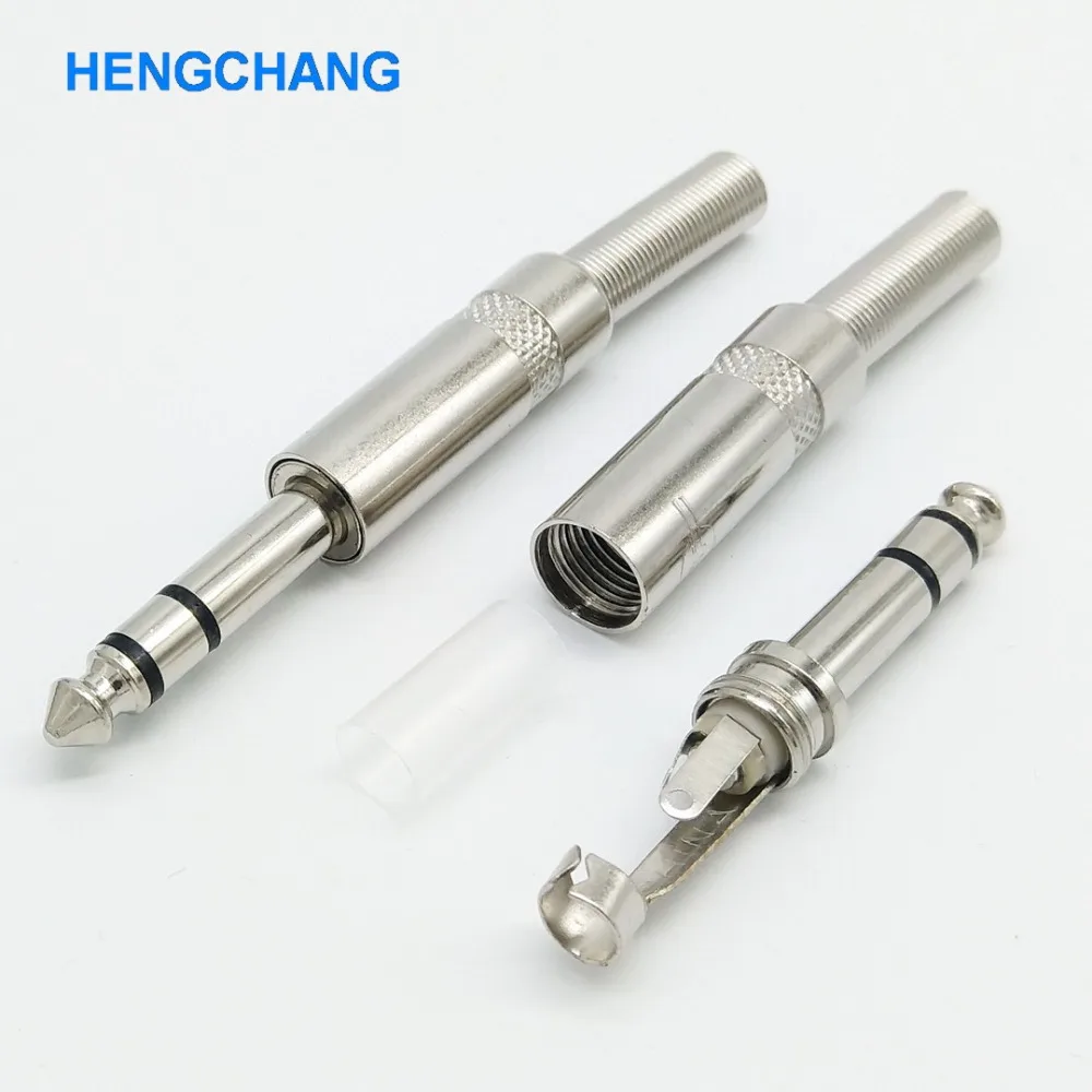 Conector de microfone Jack, estéreo, 3Pin, 6,5mm, 1/4, 10pcs, Lot