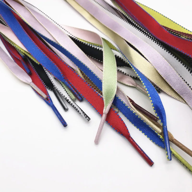 120cm/47 polegadas e 100cm/39 polegadas bi-color seda plana cadarços de sapato para tênis esporte sapatos 1cm de largura