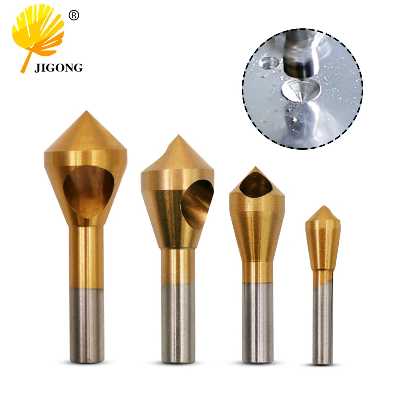 4pcs/set 2-5mm 5-10mm 10-15mm 15-20mm Titanium Coated Countersink & Deburring Center Drill Bits Expanding Step Chamfering