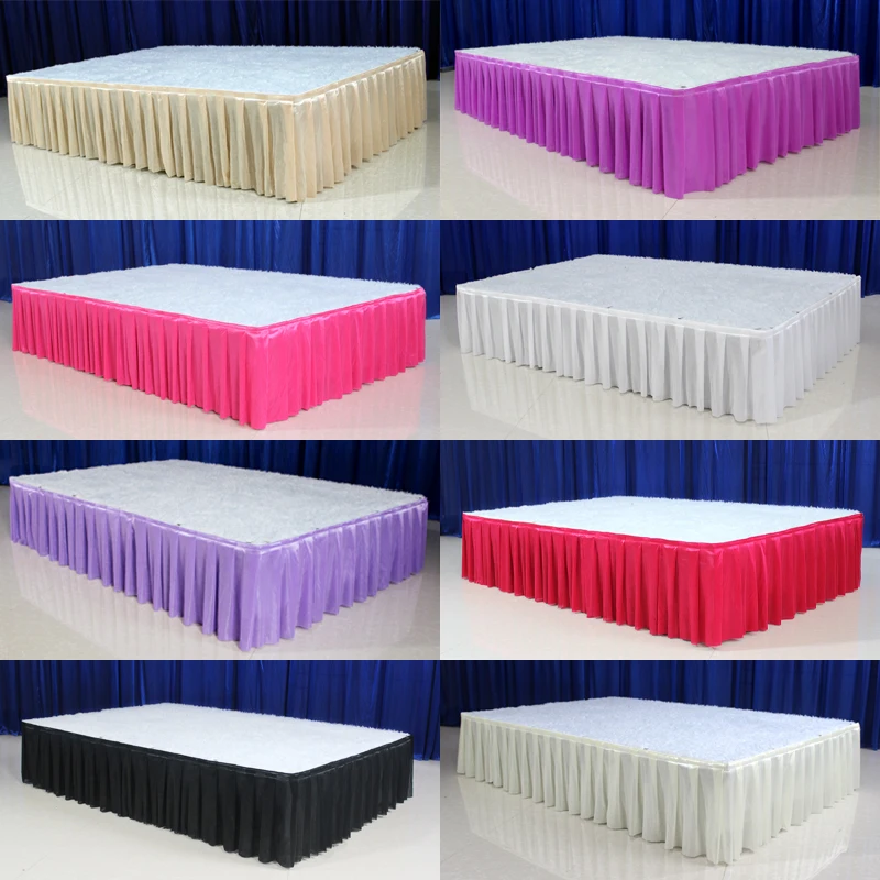 Ice silk table skirt wedding backdrop curtains for table clothes table cover wedding stage table skirting for event party