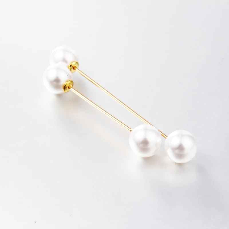 1Set/2PCS Charm Double Simulated Pearl Brooch Pins  For Women Lapel Brooch Jewelry Dress Suit Pin Brooch Christmas Gift P705