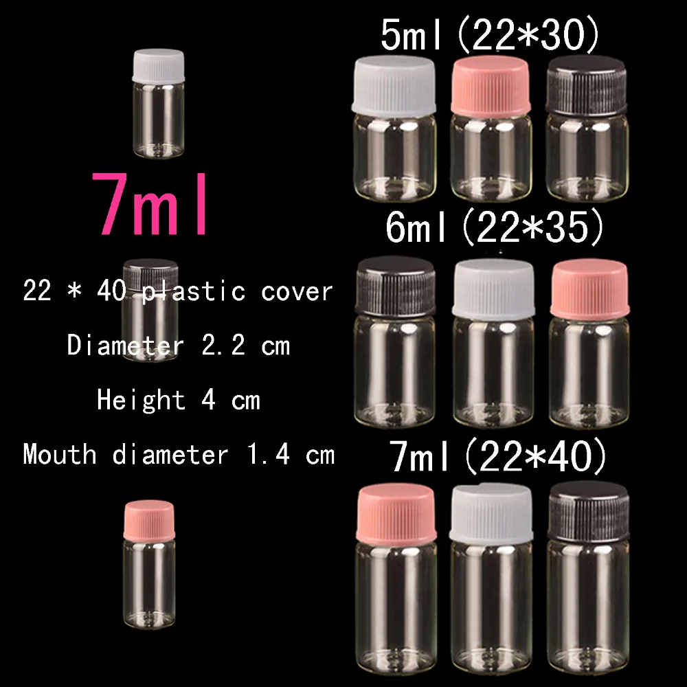 

wholesale 200pcs/lot 7ml (22*40*14mm) Diameter 22 mm transparent plastic cover glass bottle ,wishing bottle