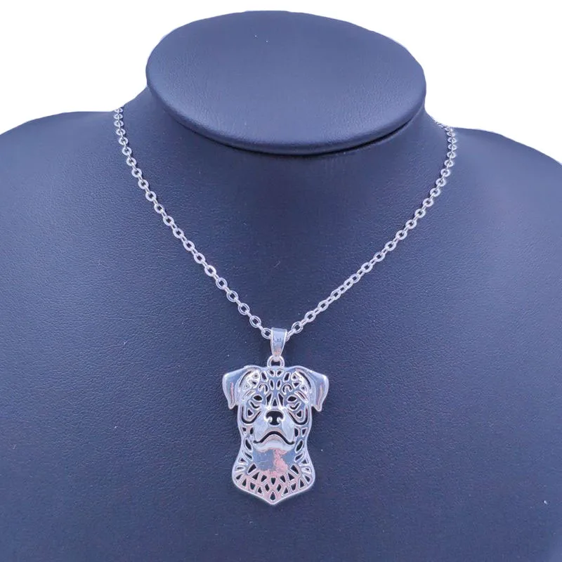 Cute Rottweiler Necklace Dog Animal Pendant Gold Silver Plated Jewelry For Women Male Female Girls Ladies Kids AKC  N039