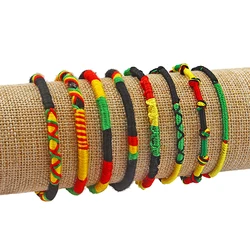 3pcs/lot Handmade Ethnic Rasta Wristband Bracelet Weaved Braid Lucky Friendship Cotton Bracelet Bangle End Silk Tassel Jewelry